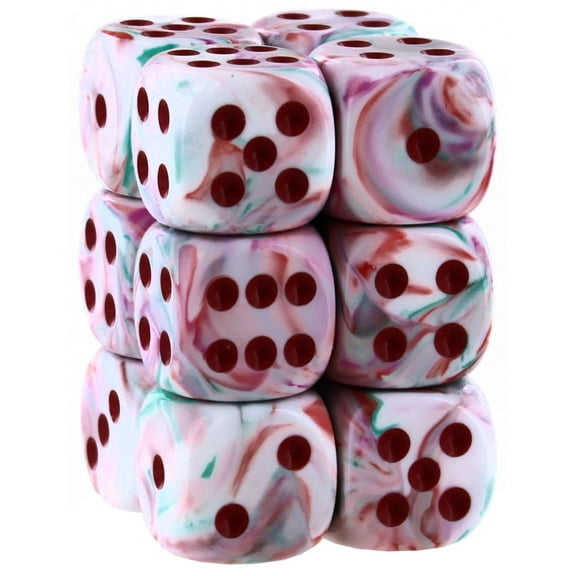 DND Dice Set - Chessex D&D Dice - 16mm Pop Art & Red Limited Edition Dice Block -Dungeons and Dragons Dice Includes 12 Dice  D6, Pink, (CHX27739)
