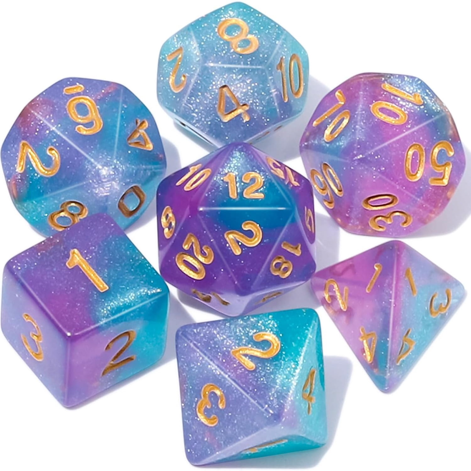 DND Dice Set Polyhedral 7-Die Dice Set with Free Black Pouches for ...