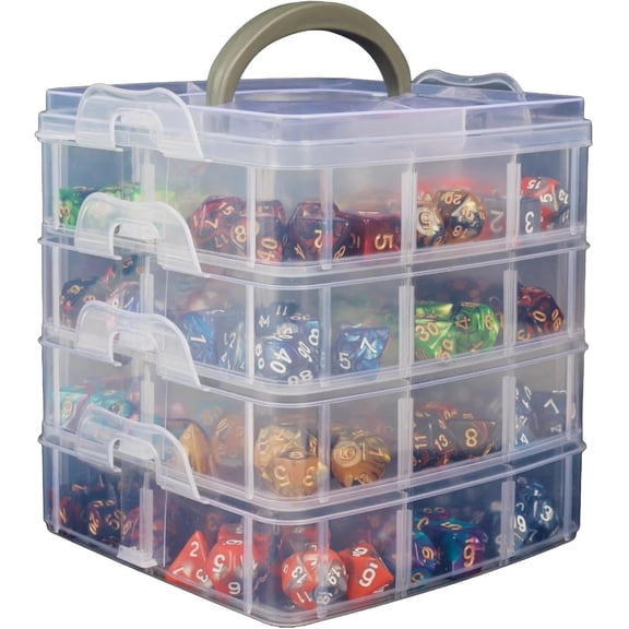 DND Dice Storage Box with Removable Dividers Polyhedral Dice Plastic Organizer H