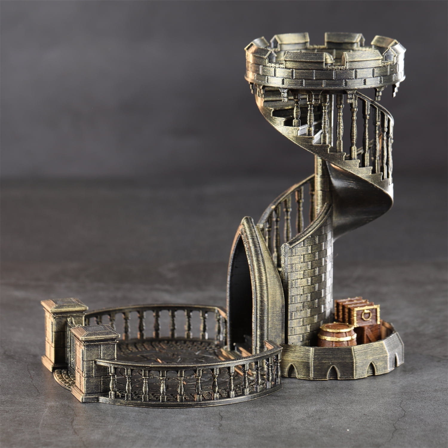 DND Dice Tower with Tray – 3D Printed Spiral Plastic Dice Rolling Tower for Dungeons & Dragons, RPG & TTRPG Games