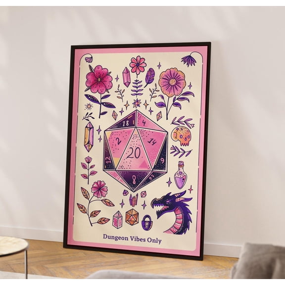 DND Dice Wall Art Print Game Room Decor Unframed Paper Print
