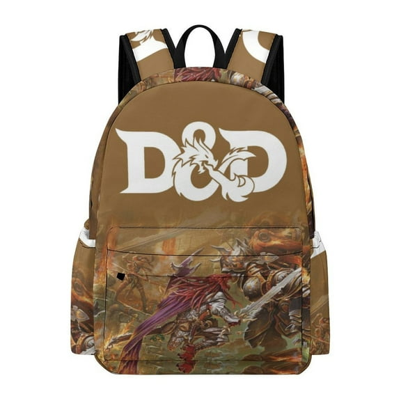 DND Dungeons And Dragons Backpack 16.5 Inch Oxford Cloth Backpack Cartoon Bookbag with Front Pocket