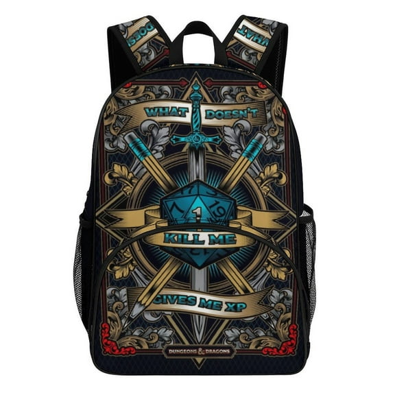 DND Dungeons And Dragons Backpack with Pocket Cartoon Print for Travel Daily Use Lightweight Bookbag Hiking Backpack 17.3in