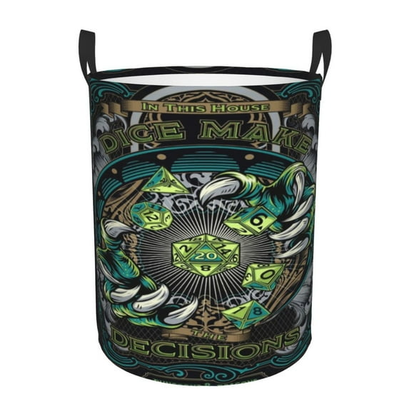 DND Dungeons And Dragons Collapsible Laundry Basket Cartoon Laundry Hamper with Handles, Waterproof Organization Basket for Storage Clothes Toys in Bedroom, Bathroom
