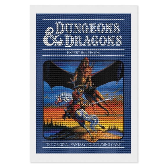 DND Dungeons And Dragons Diamond Art Kits for Adults Cartoon 5D DIY Diamond Art Kits Full Round Drill Crystal Arts and Crafts Anime Gem Art Painting Kit for Home Wall Decor 12"×16"