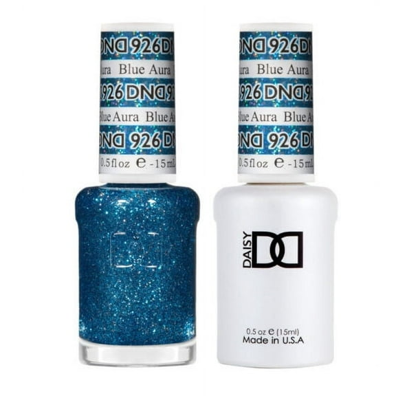 DND Gel Glitter Collection Polish Set - 1 each of Gel Polish and Nail Polish, 926 Blue Aura, 0.5 Fl Oz