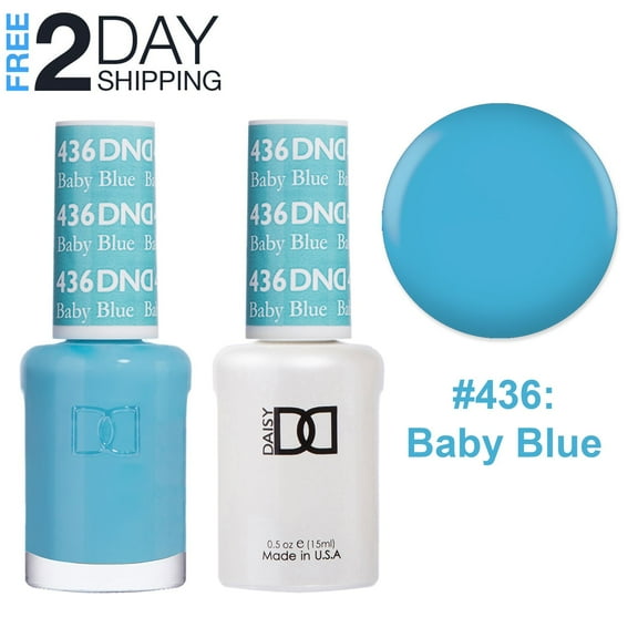 DND Gel Nail Polish & Nail Lacquer Set Soak Off Duo Set - #436 Baby Blue, 0.5 oz