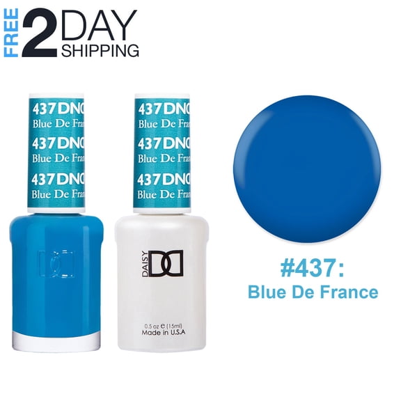 DND Gel Nail Polish & Nail Lacquer Set Soak Off Duo Set - #437 Blue De France, 0.5 oz
