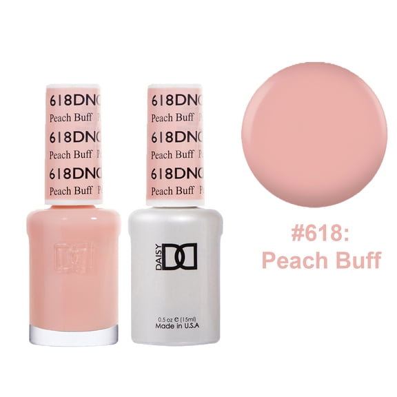 DND Gel Nail Polish & Nail Lacquer Set Soak Off Duo Set - #618 Peach Buff, 0.5 oz