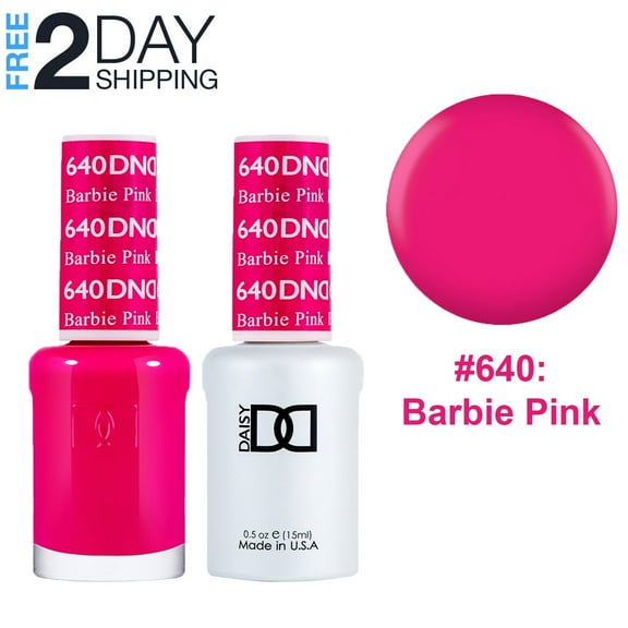 DND Gel Nail Polish & Nail Lacquer Set Soak Off Duo Set - #640 Barbie Pink, 0.5 oz