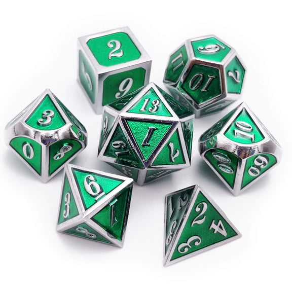 DND Metal Dice Set, 7-Piece Polyhedral RPG Dice Set for Dungeons and Dragons, Pathfinder, Heavy Duty Solid Zinc Alloy Dice with Enamel Finish, Multiple Colors Available