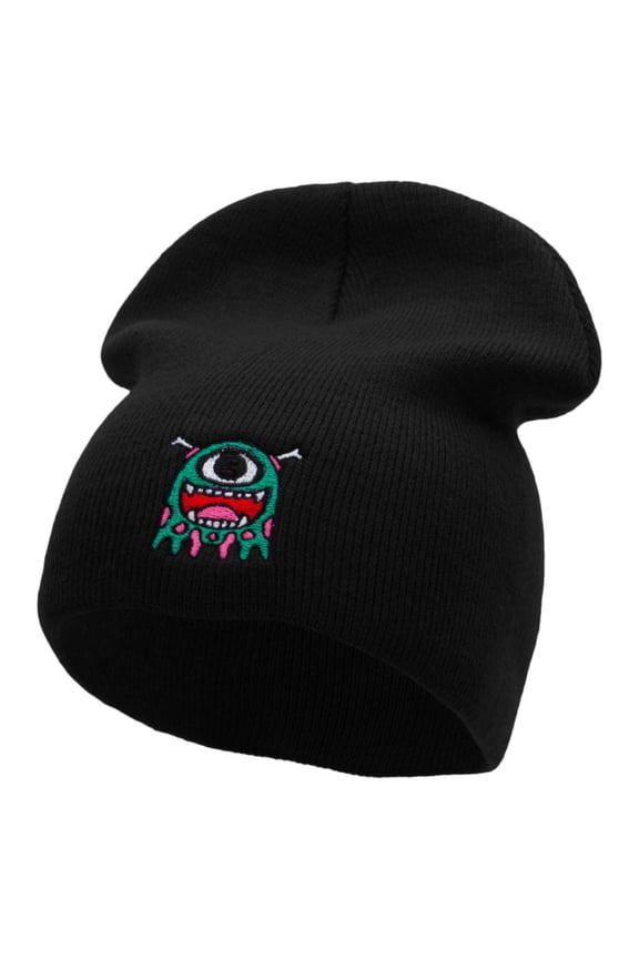 DND Monster Embroidered Short Beanie - Black OSFM