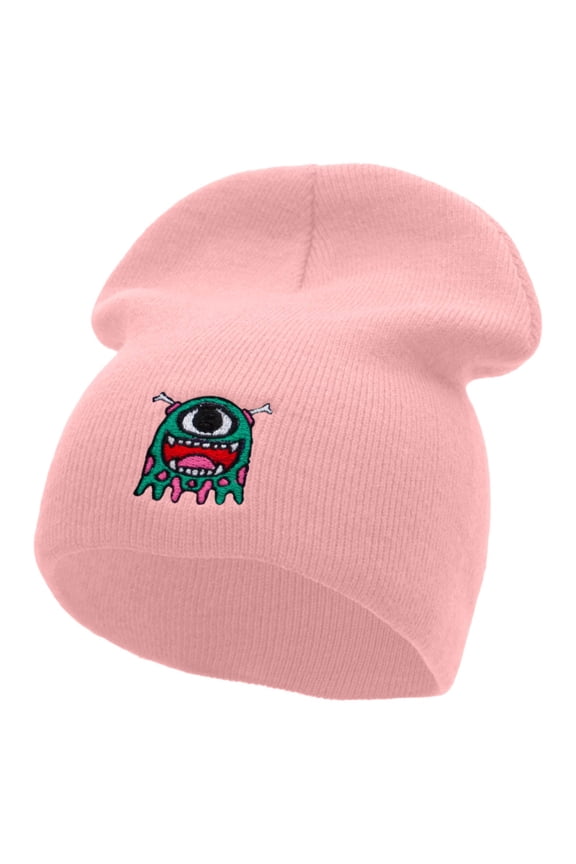 DND Monster Embroidered Short Beanie - Pink OSFM