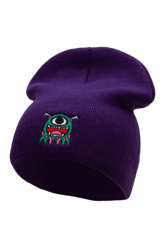 DND Monster Embroidered Short Beanie - Purple OSFM