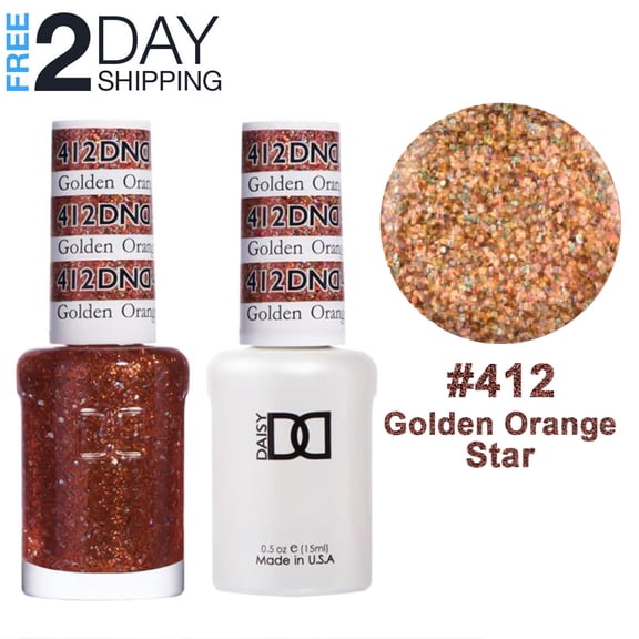 DND Nail Polish Gel & Matching Lacquer Set Duo - 412 Golden Orange Star