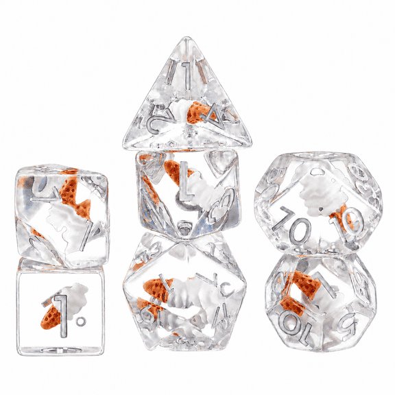 DND Polyhedral Dice Set – Ice Cream Core Transparent Resin, 7-Piece RPG Dice for Dungeons & Dragons & Tabletop Games