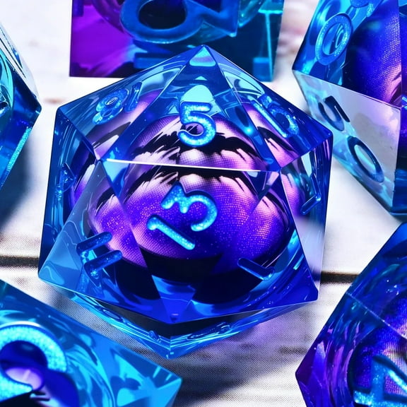 DND Resin Dice 7-Piece Set for Dungeons and Dragons DND 5e RPG Gift, Board Game Tabletop Role Playing Dice Game, Birthday Gift, Christmas, Thanksgiving, Halloween