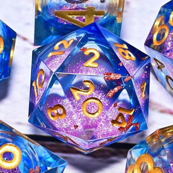 DND Resin Dice 7-Piece Set for Dungeons and Dragons DND 5e RPG Gift, Board Game Tabletop Role Playing Dice Game, Birthday Gift, Christmas, Thanksgiving, Halloween