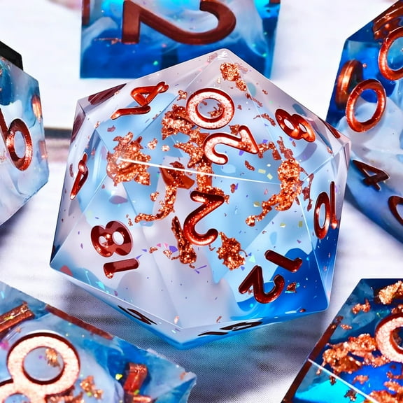 DND Resin Dice 7-Piece Set for Dungeons and Dragons DND 5e RPG Gift, Board Game Tabletop Role Playing Dice Game, Birthday Gift, Christmas, Thanksgiving, Halloween