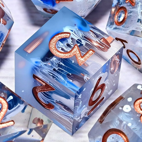 DND Resin Dice 7-Piece Set for Dungeons and Dragons DND 5e RPG Gift, Board Game Tabletop Role Playing Dice Game, Birthday Gift, Christmas, Thanksgiving, Halloween