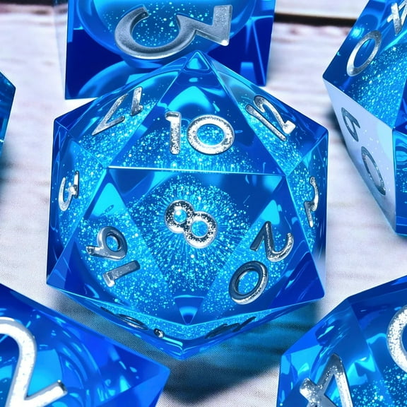 DND Resin Dice 7-Piece Set for Dungeons and Dragons DND 5e RPG Gift, Board Game Tabletop Role Playing Dice Game, Birthday Gift, Christmas, Thanksgiving, Halloween