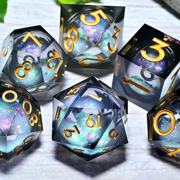 DND Resin Dice 7-Piece Set for Dungeons and Dragons DND 5e RPG Gift, Board Game Tabletop Role Playing Dice Game, Birthday Gift, Christmas, Thanksgiving, Halloween