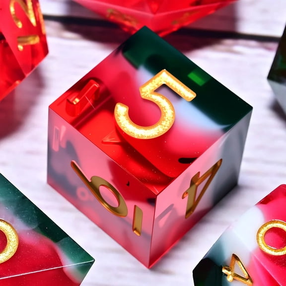 DND Resin Dice 7-Piece Set for Dungeons and Dragons DND 5e RPG Gift, Board Game Tabletop Role Playing Dice Game, Birthday Gift, Christmas, Thanksgiving, Halloween