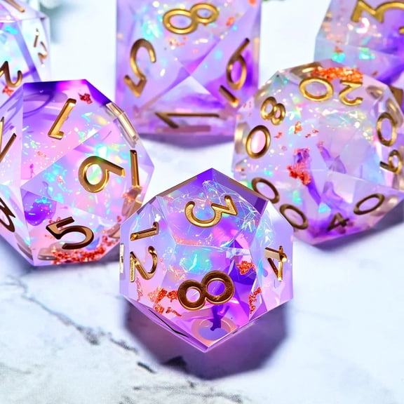 DND Resin Dice 7-Piece Set for Dungeons and Dragons DND 5e RPG Gift, Board Game Tabletop Role Playing Dice Game, Birthday Gift, Christmas, Thanksgiving, Halloween