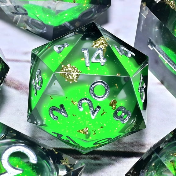 DND Resin Dice 7-Piece Set for Dungeons and Dragons DND 5e RPG Gift, Board Game Tabletop Role Playing Dice Game, Birthday Gift, Christmas, Thanksgiving, Halloween