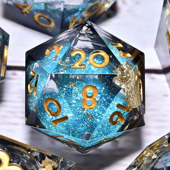 DND Resin Dice 7-Piece Set for Dungeons and Dragons DND 5e RPG Gift, Board Game Tabletop Role Playing Dice Game, Birthday Gift, Christmas, Thanksgiving, Halloween