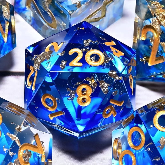 DND Resin Dice 7-Piece Set for Dungeons and Dragons DND 5e RPG Gift, Board Game Tabletop Role Playing Dice Game, Birthday Gift, Christmas, Thanksgiving, Halloween