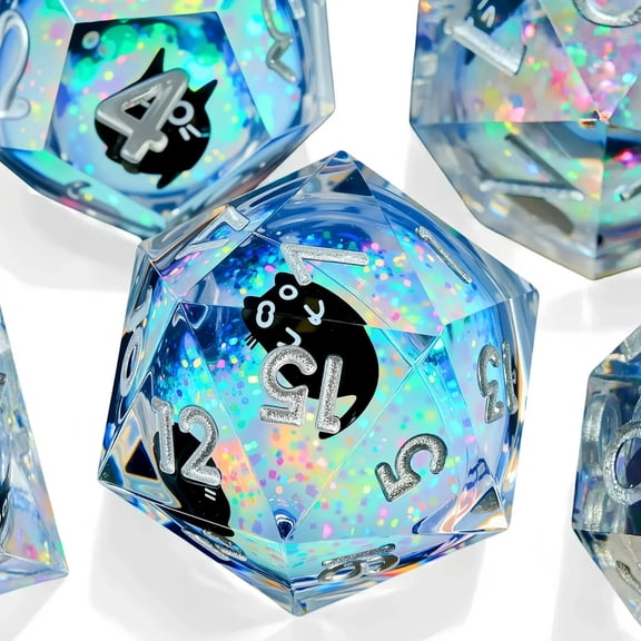 DND Resin Dice 7-Piece Set for Dungeons and Dragons DND 5e RPG Gift, Board Game Tabletop Role Playing Dice Game, Birthday Gift, Christmas, Thanksgiving, Halloween