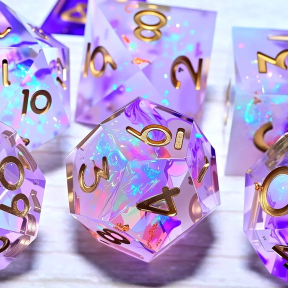 DND Resin Flowing Sand Dice Set (7 pieces), suitable for the role-playing game Dungeons and Dragons RPG and the board game polyhedron dice set.