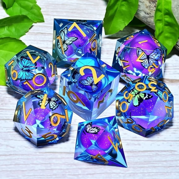 DND Resin Flowing Sand Dice Set (7 pieces), suitable for the role-playing game Dungeons and Dragons RPG and the board game polyhedron dice set.