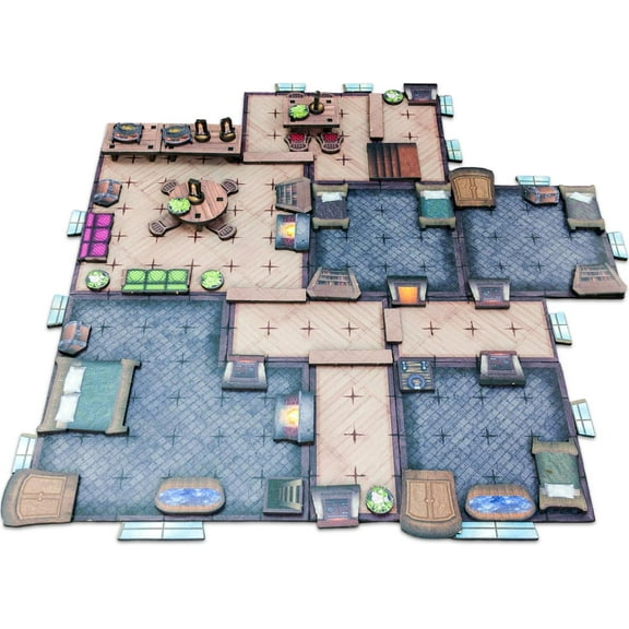 DND Terrain | Modular | Village/House/Dungeon | 113pc Double Sided 1/8 Wood | D&D Pathfinder