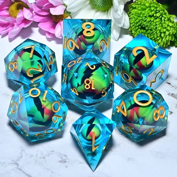 DND resin Polyhedral Dice Set, a 7-piece set, is perfect for Dungeons and Dragons role-playing board games and makes a wonderful holiday party gift and decoration.