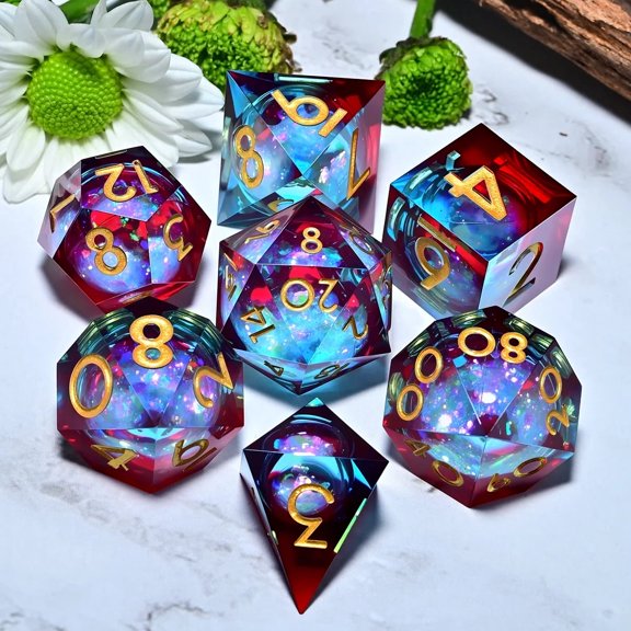 DND resin Polyhedral Dice Set, a 7-piece set, is perfect for Dungeons and Dragons role-playing board games and makes a wonderful holiday party gift and decoration.