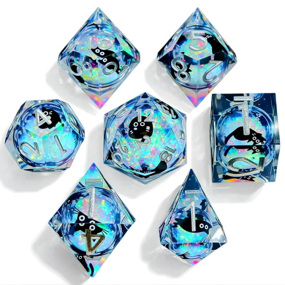 DND resin Polyhedral Dice Set, a 7-piece set, is perfect for Dungeons and Dragons role-playing board games and makes a wonderful holiday party gift and decoration.
