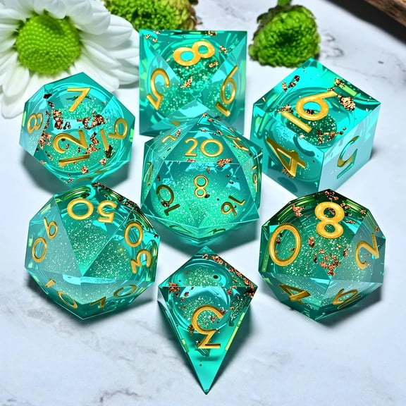 DND resin Polyhedral Dice Set, a 7-piece set, is perfect for Dungeons and Dragons role-playing board games and makes a wonderful holiday party gift and decoration.