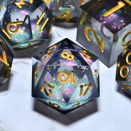DND resin Polyhedral Dice Set, a 7-piece set, is perfect for Dungeons and Dragons role-playing board games and makes a wonderful holiday party gift and decoration.