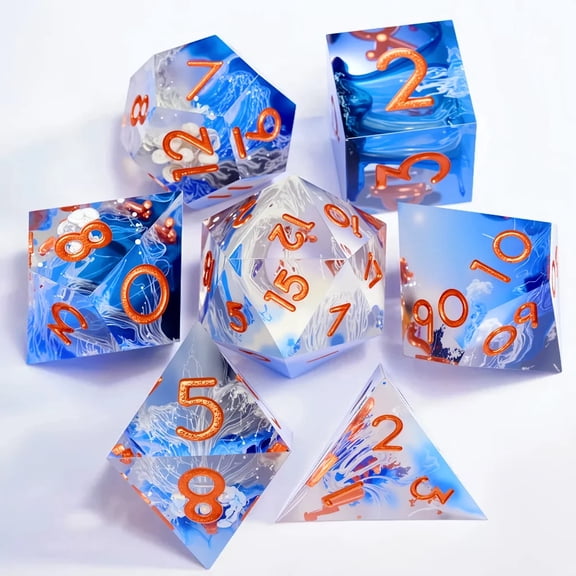 DND resin Polyhedral Dice Set, a 7-piece set, is perfect for Dungeons and Dragons role-playing board games and makes a wonderful holiday party gift and decoration.
