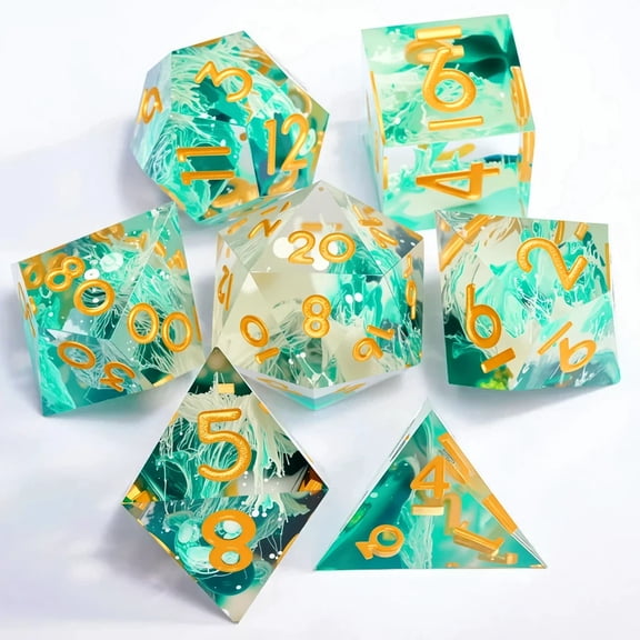 DND resin Polyhedral Dice Set, a 7-piece set, is perfect for Dungeons and Dragons role-playing board games and makes a wonderful holiday party gift and decoration.