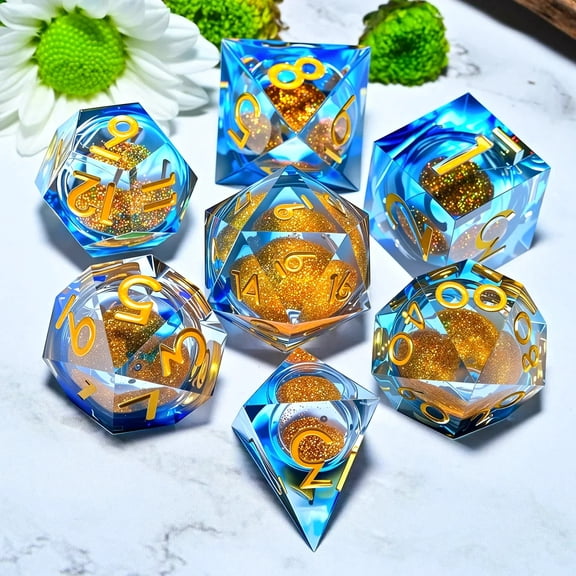 DND resin Polyhedral Dice Set, a 7-piece set, is perfect for Dungeons and Dragons role-playing board games and makes a wonderful holiday party gift and decoration.