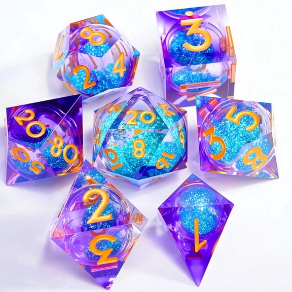 DND resin Polyhedral Dice Set, a 7-piece set, is perfect for Dungeons and Dragons role-playing board games and makes a wonderful holiday party gift and decoration.