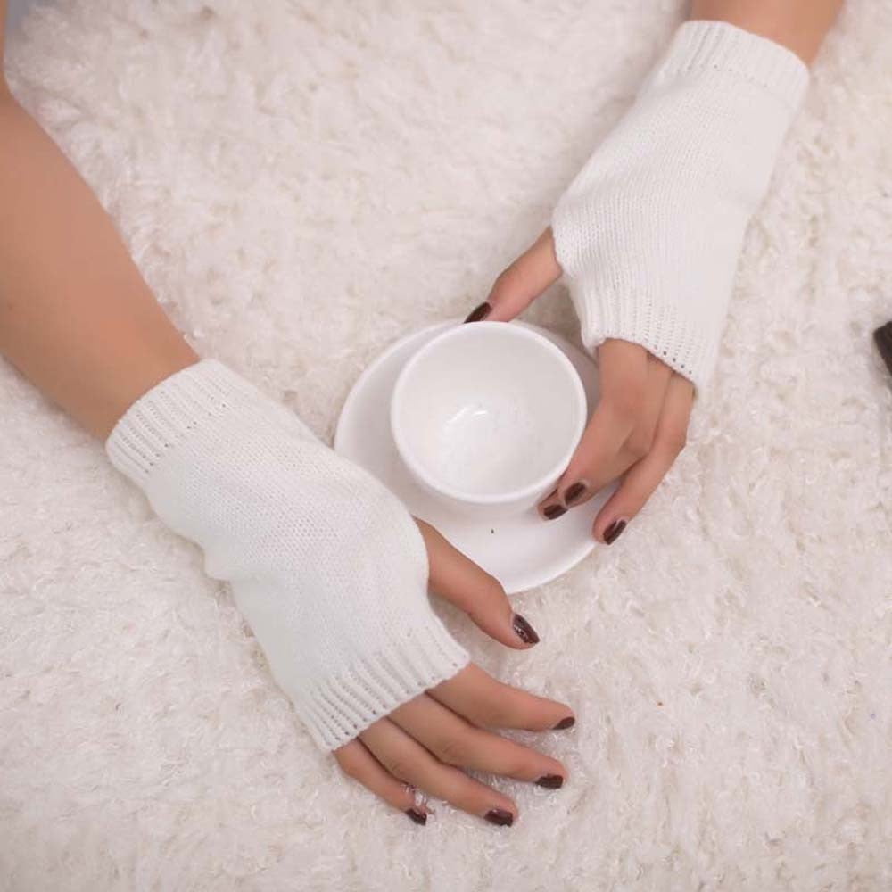 DNDKILG Elastic Cuff Warm Glove for Women Fingerless Winter Texting