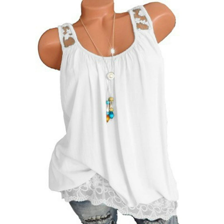 DNDKILG Sleeveless Workout Tops Plus Size Lace Women s Tank Tops