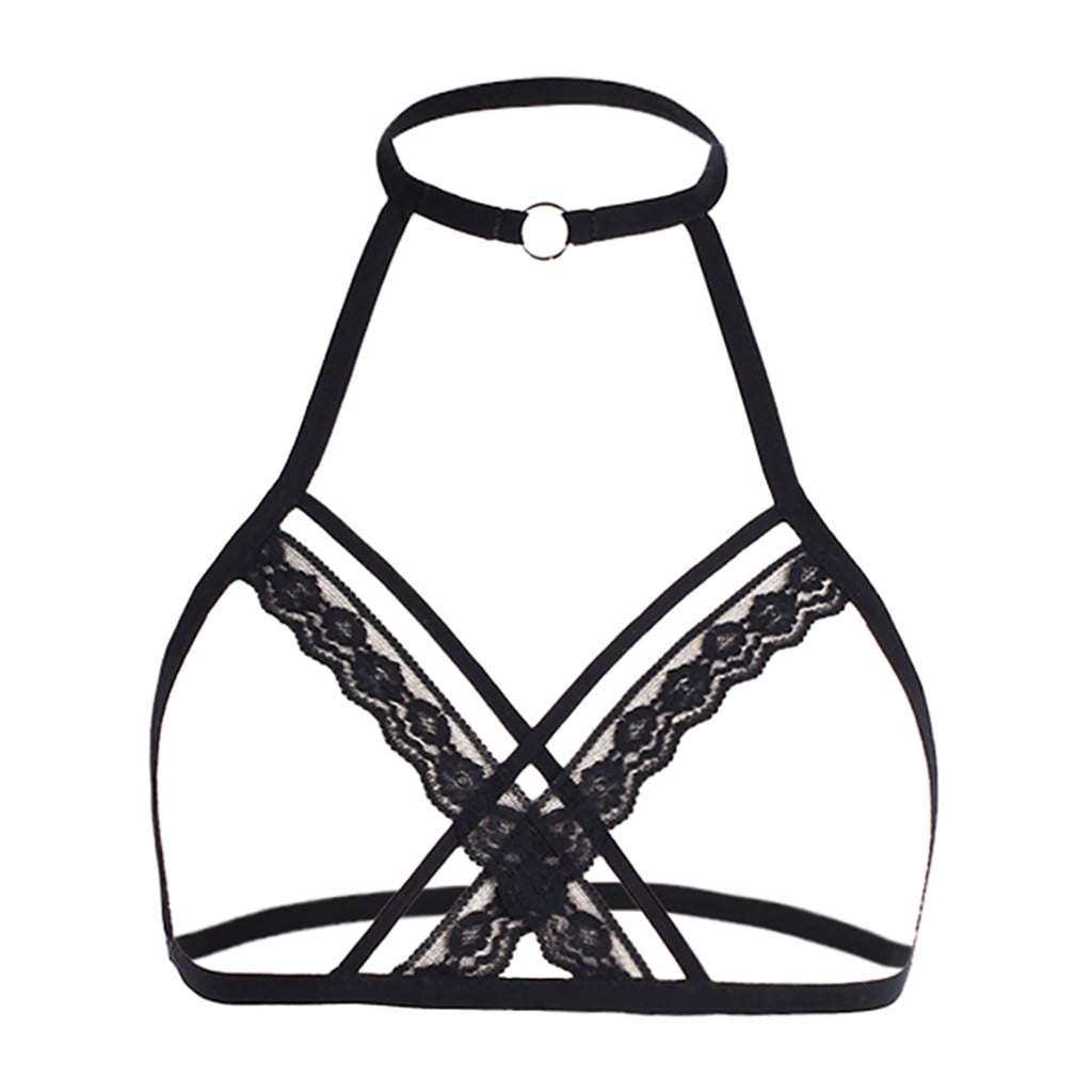 HTDBKDBK Women's Harness Bra Strappy Cage Lingerie Hollow Out Bra Lace Bralette  Black : : Clothing, Shoes & Accessories