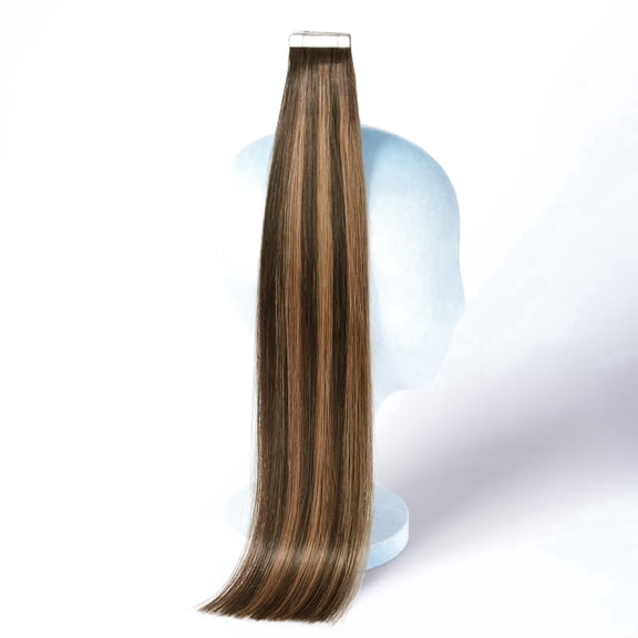 DNE Tape In Human Hair Extensions, Seamless Straight, 16 Inch 20Pcs/40g/Pack Seamless Invisible Tape Extensions for Women #T2-P2/6 Brown Dark Brown to Chestnut Brown