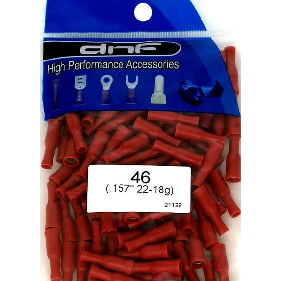 DNF 100 Pack 22-18 Gauge Copper Red Vinyl Female Bullet Connectors .157"