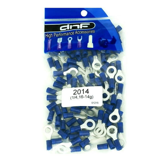 DNF 100 Pack Copper 16-14 Gauge Blue Ring Terminals Electrical Wire Connectors 1/4" (100 Pack )